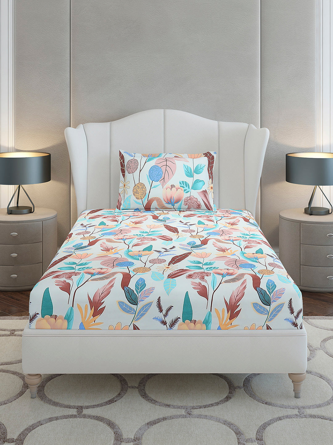 130 GSM Polyester Single Bedsheet with 1 Pillow Cover (Decoy)