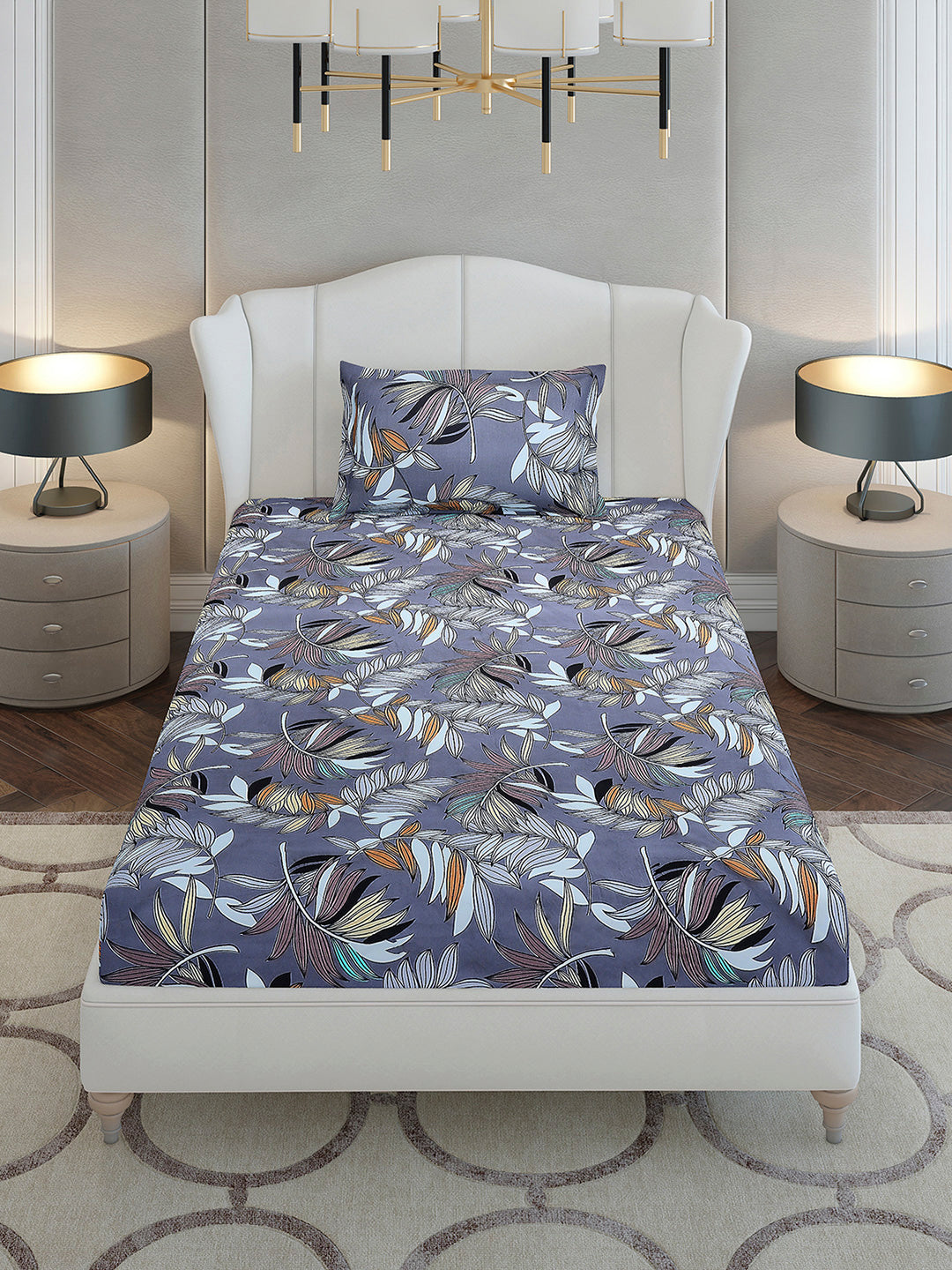 130 GSM Polyester Single Bedsheet with 1 Pillow Cover (Decoy)