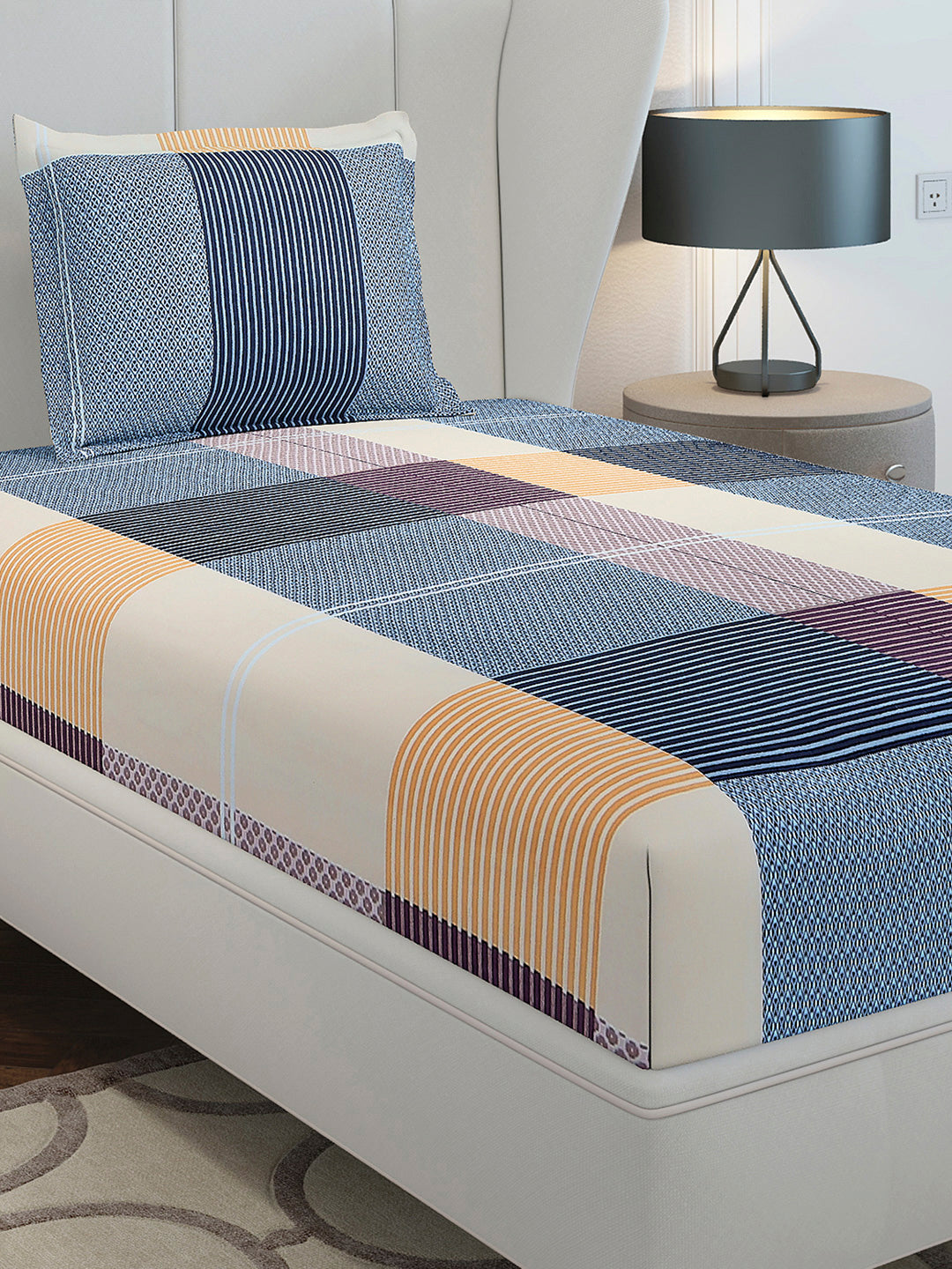 130 GSM Polyester Single Bedsheet with 1 Pillow Cover (Decoy)