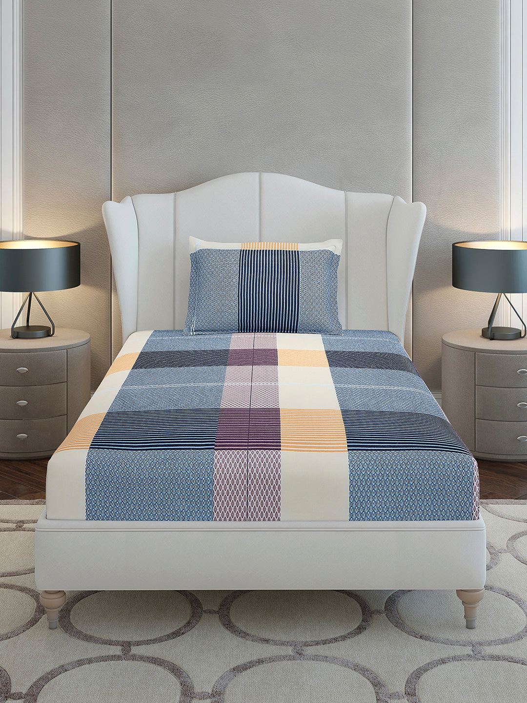 130 GSM Polyester Single Bedsheet with 1 Pillow Cover (Decoy)