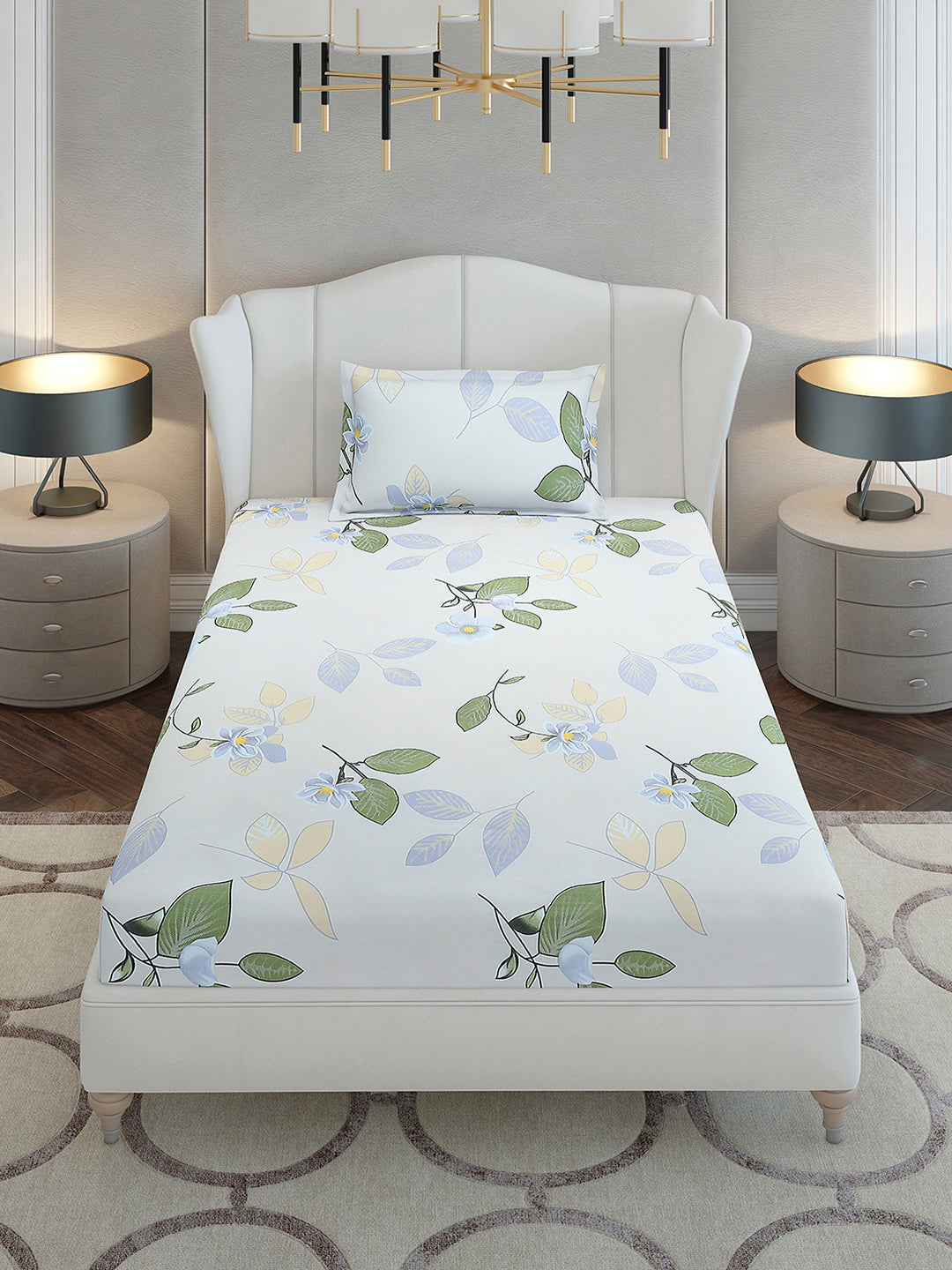 130 GSM Polyester Single Bedsheet with 1 Pillow Cover (Decoy)