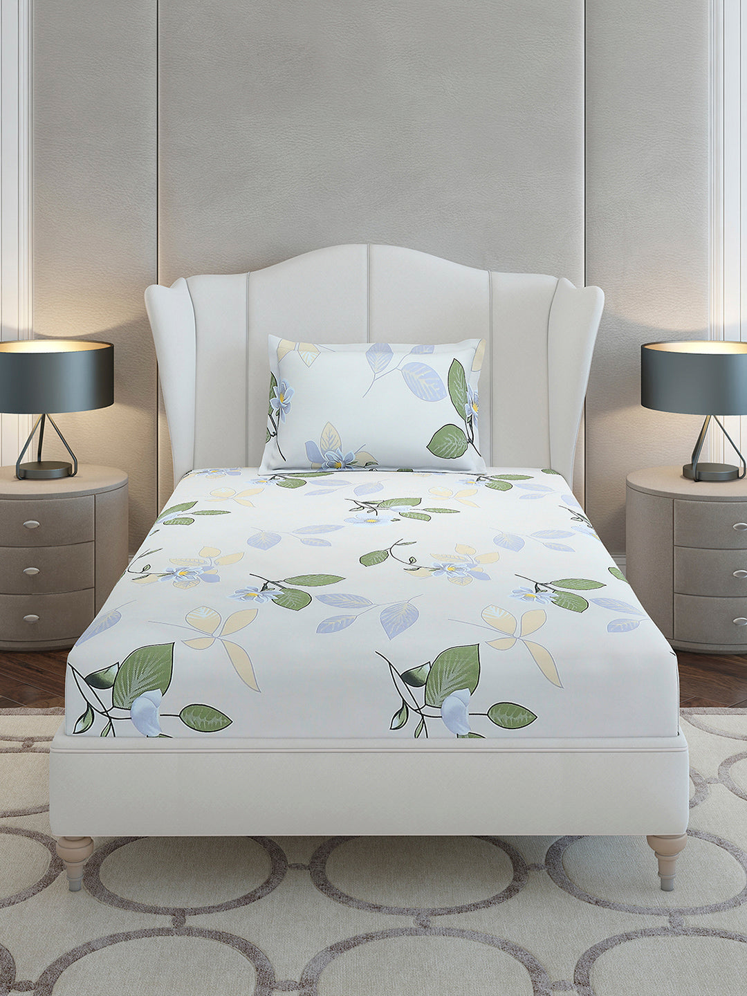 130 GSM Polyester Single Bedsheet with 1 Pillow Cover (Decoy)