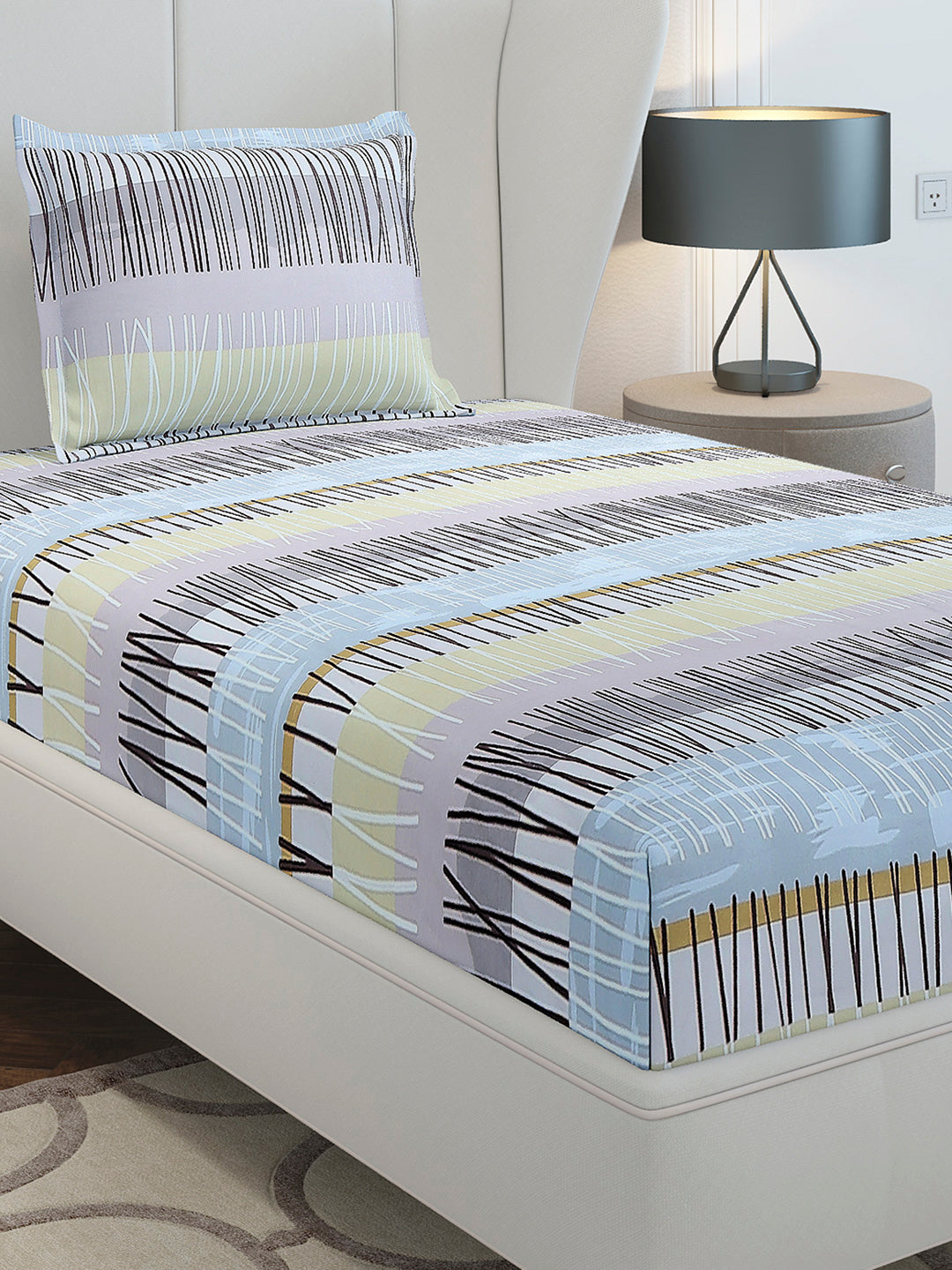 130 GSM Polyester Single Bedsheet with 1 Pillow Cover (Decoy)