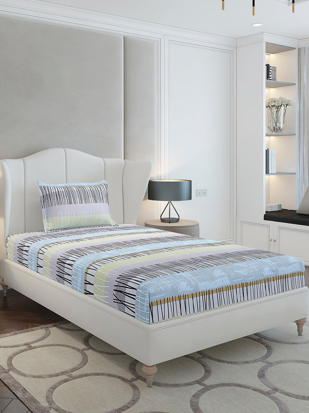 130 GSM Polyester Single Bedsheet with 1 Pillow Cover (Decoy)