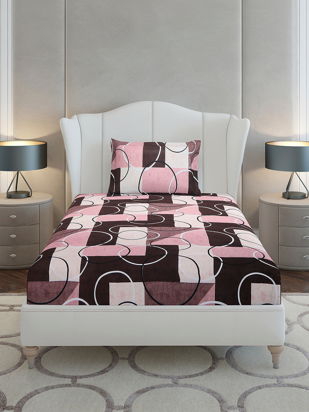 130 GSM Polyester Single Bedsheet with 1 Pillow Cover (Decoy)