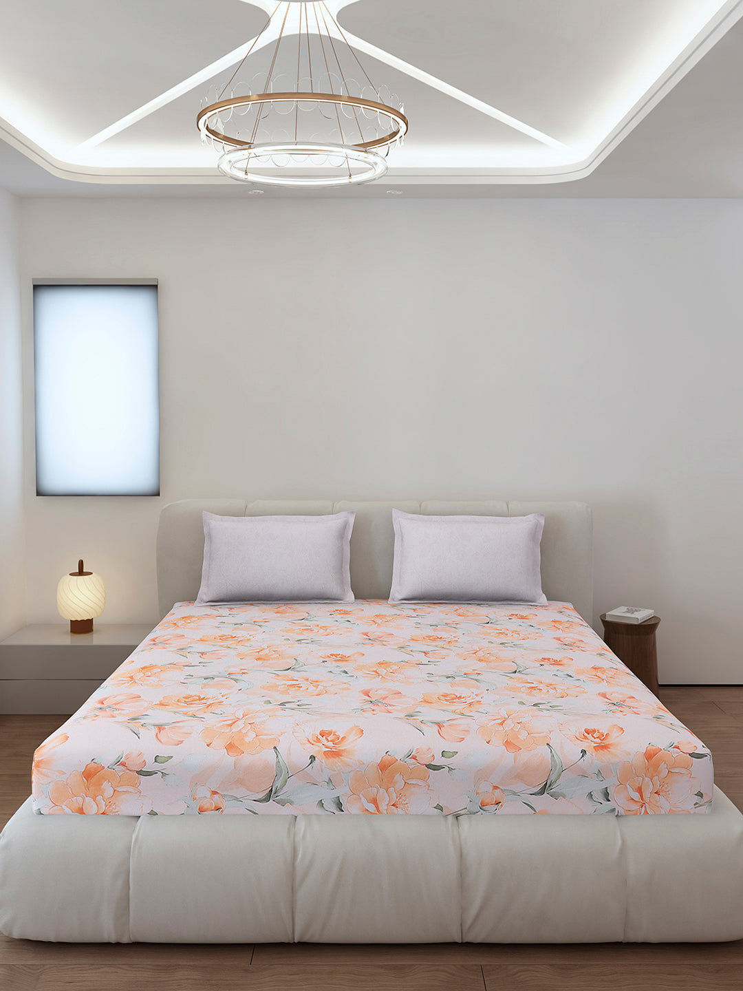 130 GSM Polyester King Size 1 Bedsheet with 2 Pillow Covers (Edmond)