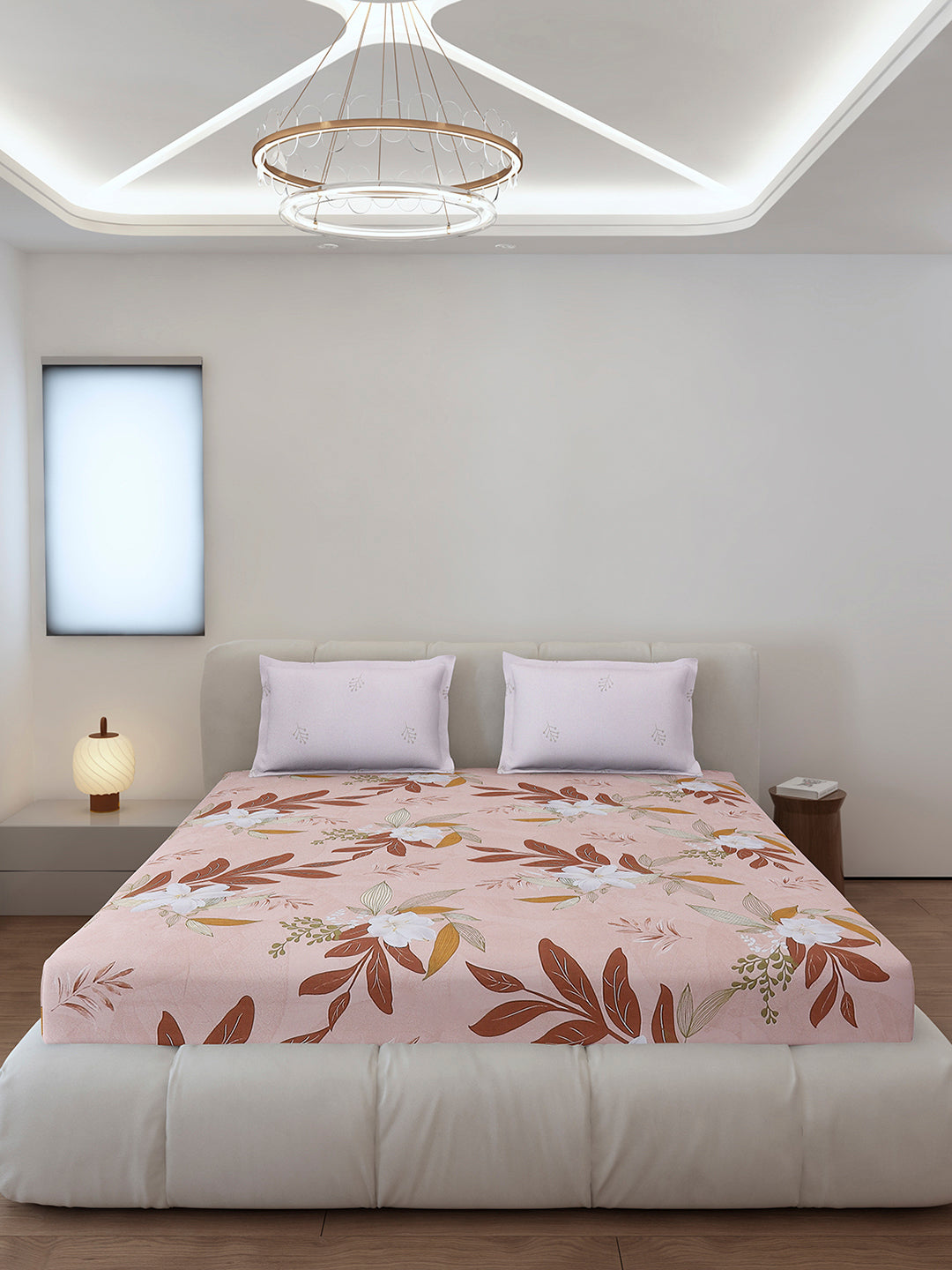 130 GSM Polyester King Size 1 Bedsheet with 2 Pillow Covers (Edmond)