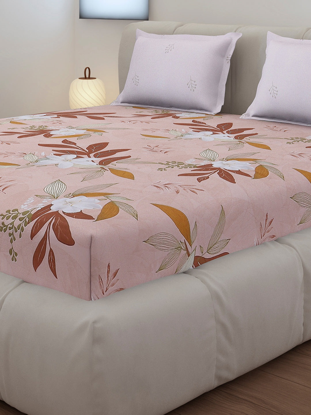 130 GSM Polyester King Size 1 Bedsheet with 2 Pillow Covers (Edmond)