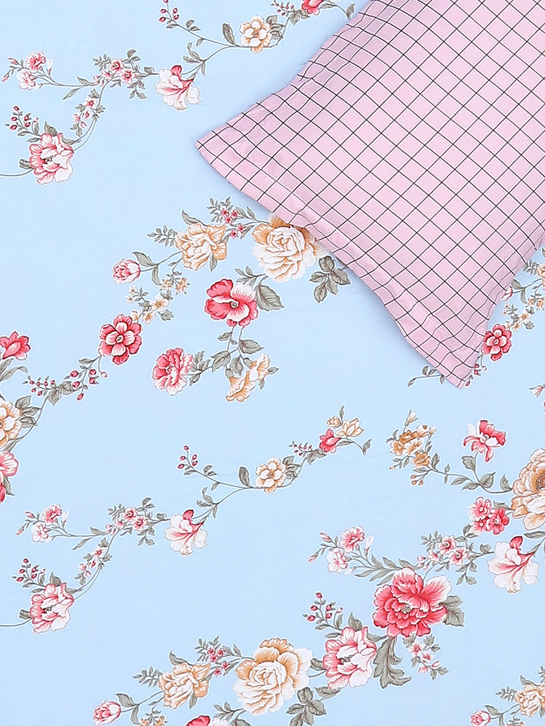 130 GSM Polyester King Size 1 Bedsheet with 2 Pillow Covers (Edmond)