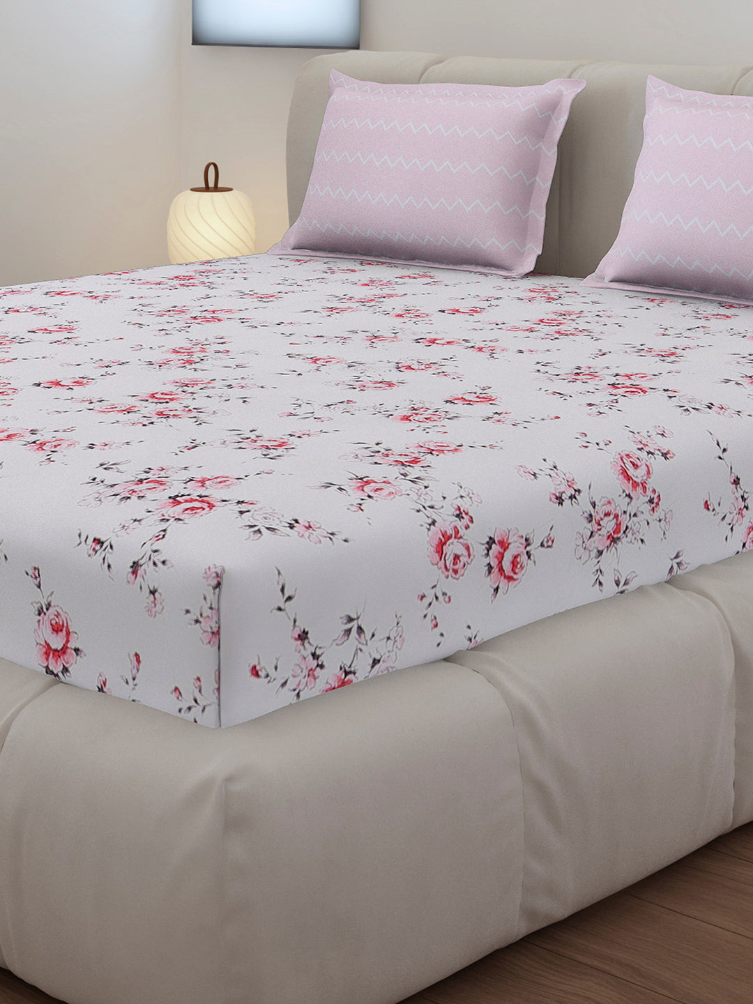 130 GSM Polyester King Size 1 Bedsheet with 2 Pillow Covers (Edmond)