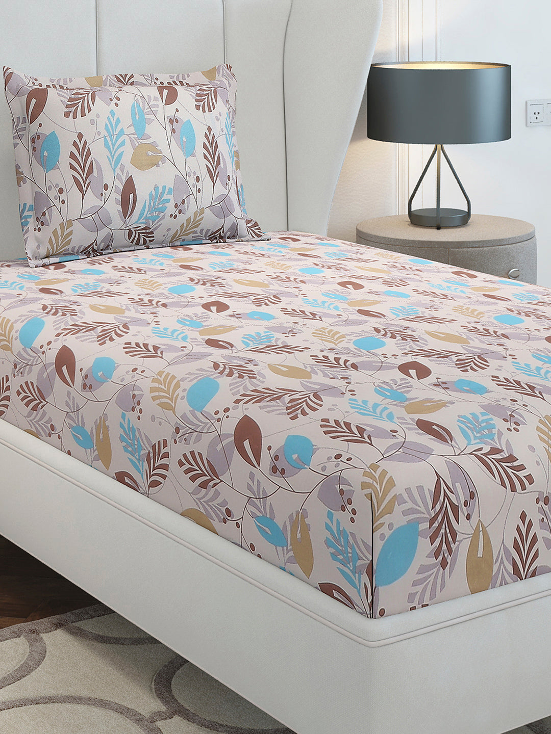 104 TC Cotton Single Bedsheet with 1 Pillow Cover (Elegance)