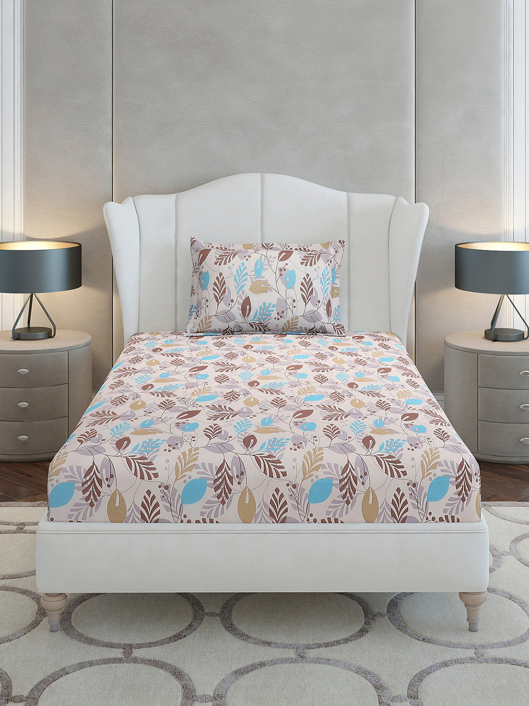 104 TC Cotton Single Bedsheet with 1 Pillow Cover (Elegance)