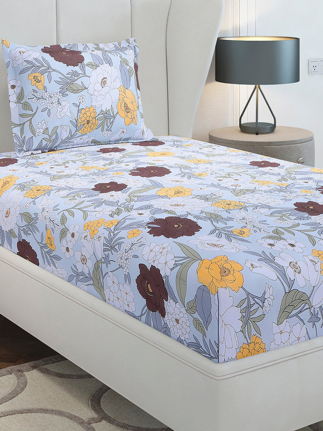 104 TC Cotton Single Bedsheet with 1 Pillow Cover (Elegance)