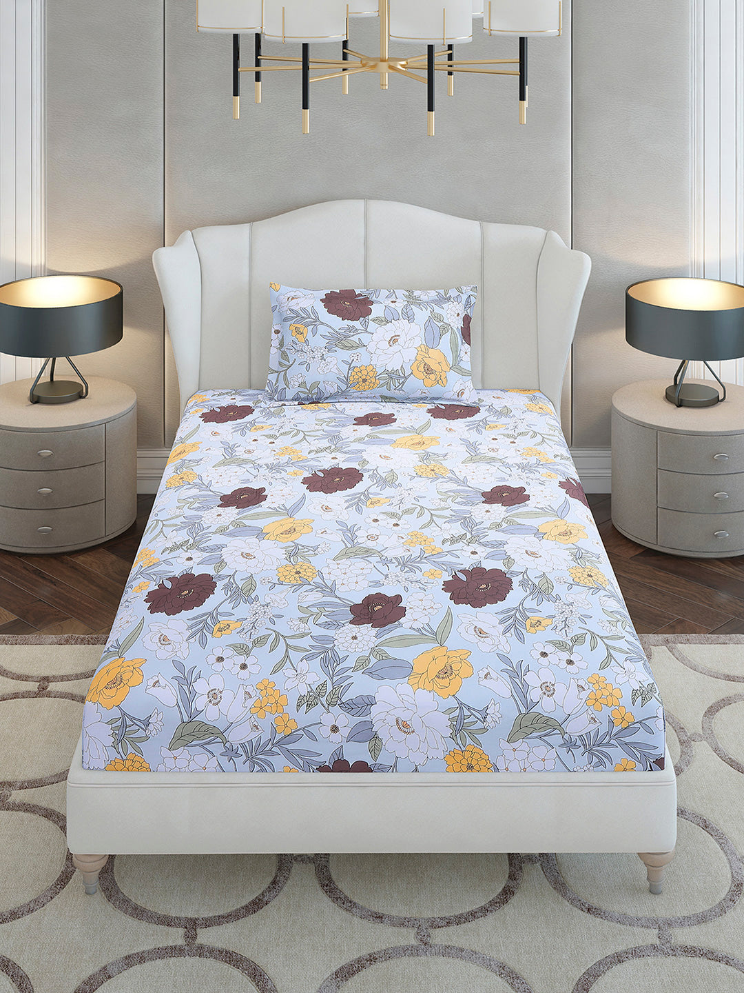 104 TC Cotton Single Bedsheet with 1 Pillow Cover (Elegance)