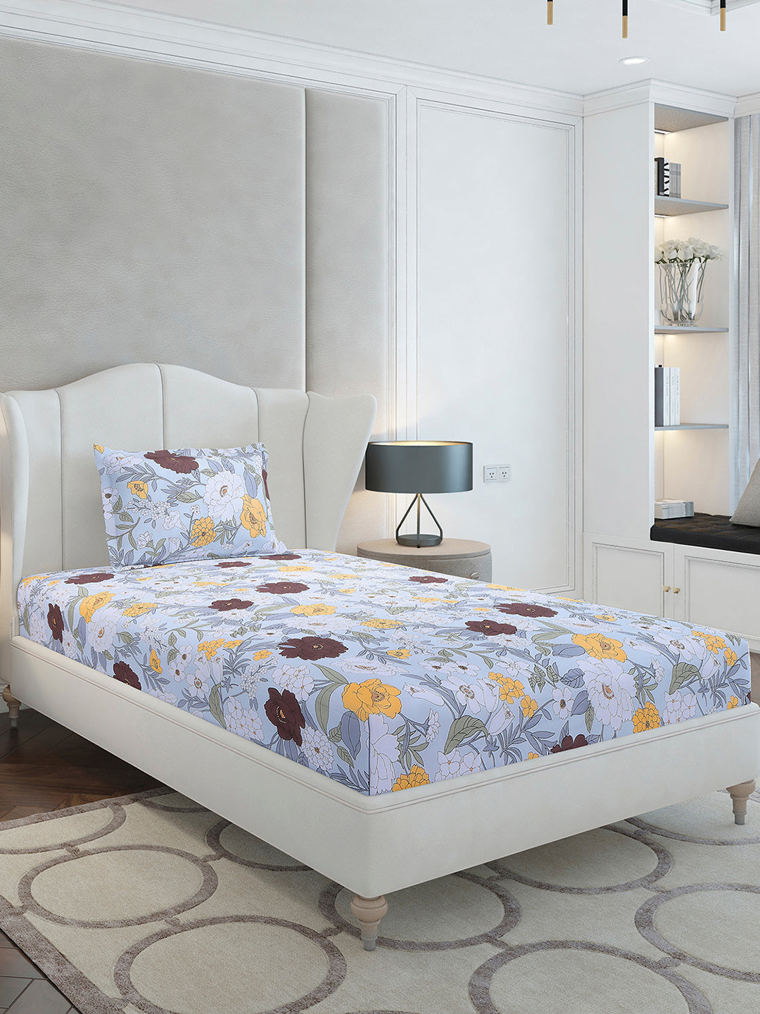 104 TC Cotton Single Bedsheet with 1 Pillow Cover (Elegance)