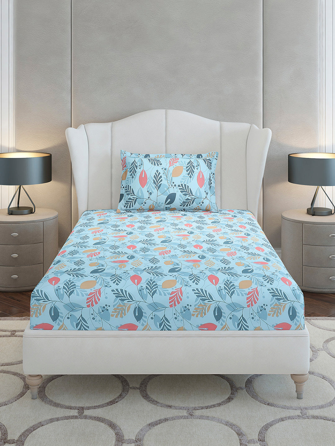 104 TC Cotton Single Bedsheet with 1 Pillow Cover (Elegance)