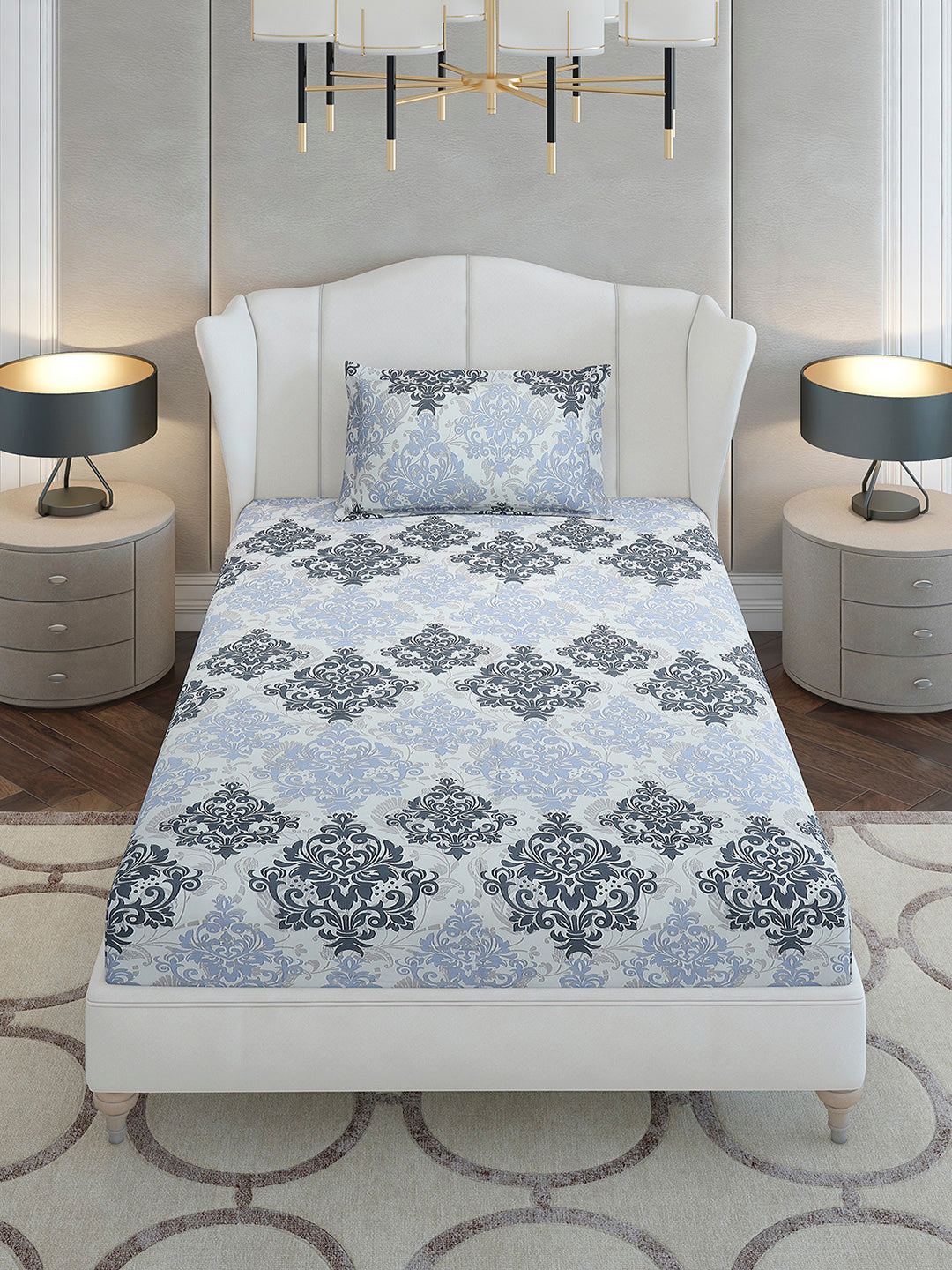 104 TC Cotton Single Bedsheet with 1 Pillow Cover (Elegance)