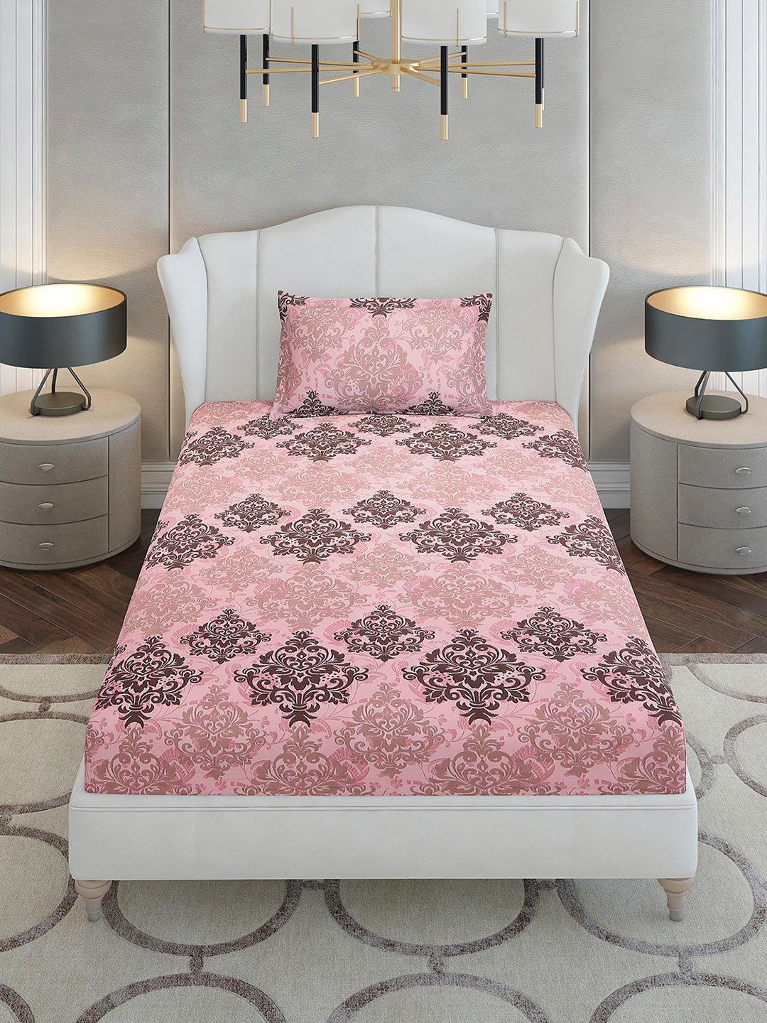 104 TC Cotton Single Bedsheet with 1 Pillow Cover (Elegance)