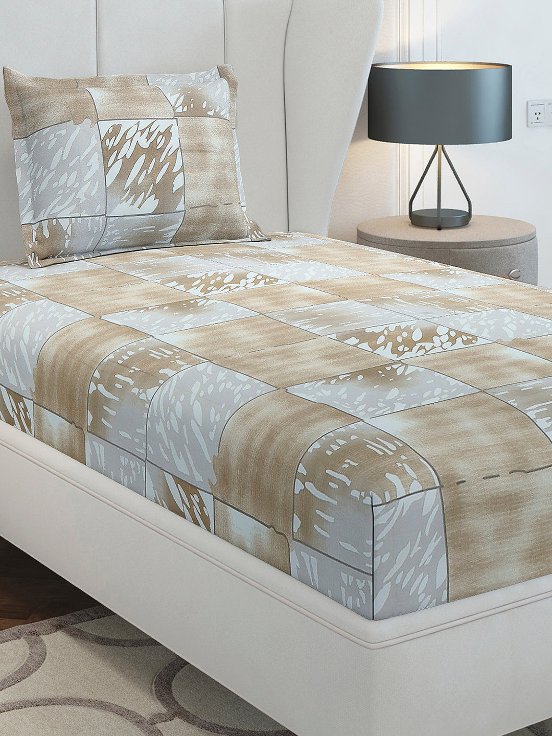 104 TC Cotton Single Bedsheet with 1 Pillow Cover (Elegance)