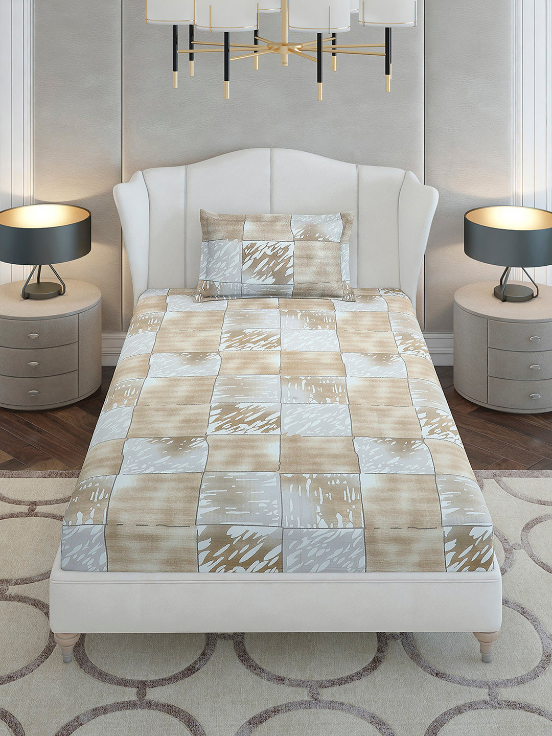 104 TC Cotton Single Bedsheet with 1 Pillow Cover (Elegance)