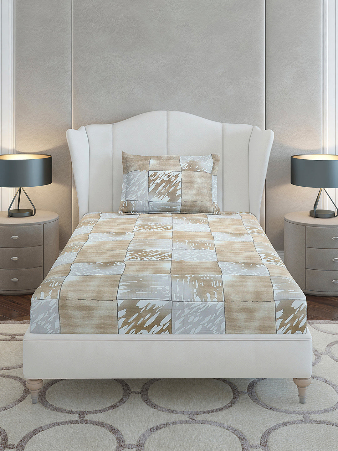 104 TC Cotton Single Bedsheet with 1 Pillow Cover (Elegance)