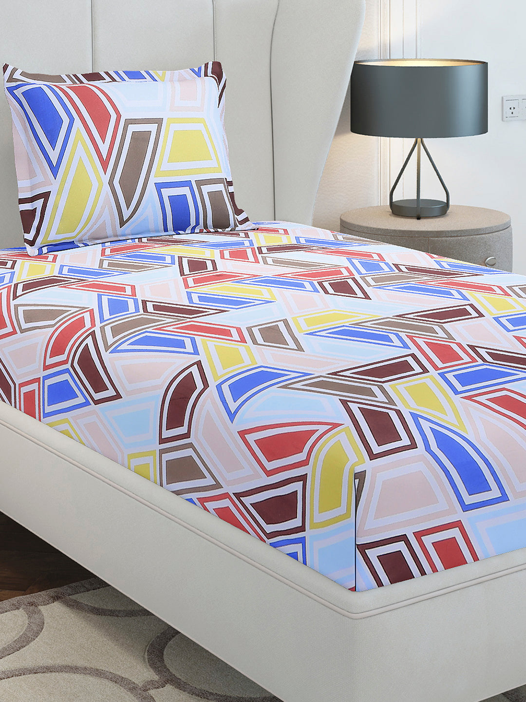 104 TC Cotton Single Bedsheet with 1 Pillow Cover (Elegance)