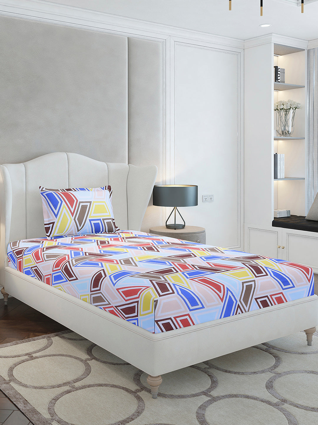 104 TC Cotton Single Bedsheet with 1 Pillow Cover (Elegance)