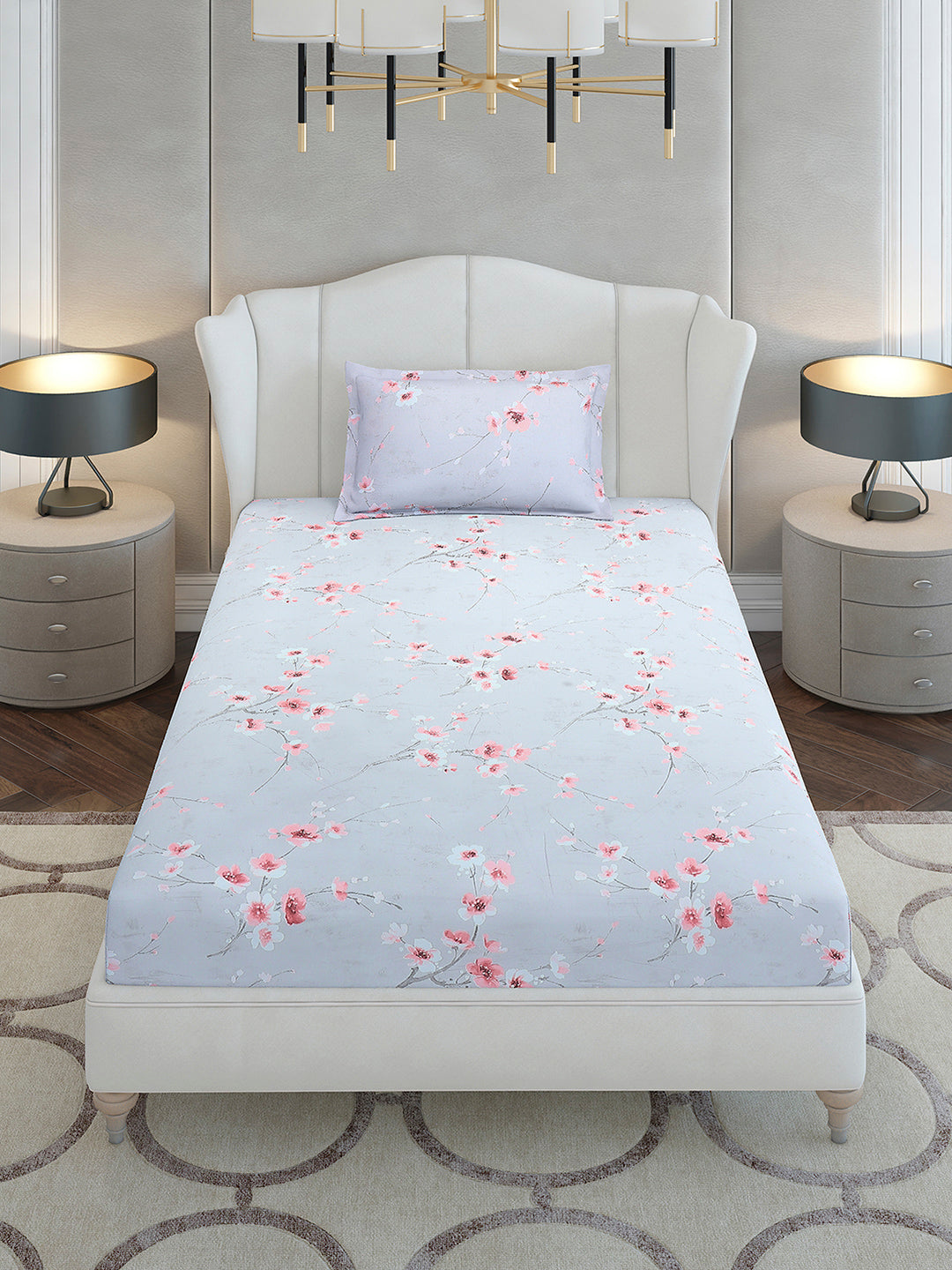 104 TC Cotton Single Bedsheet with 1 Pillow Cover (Elegance)