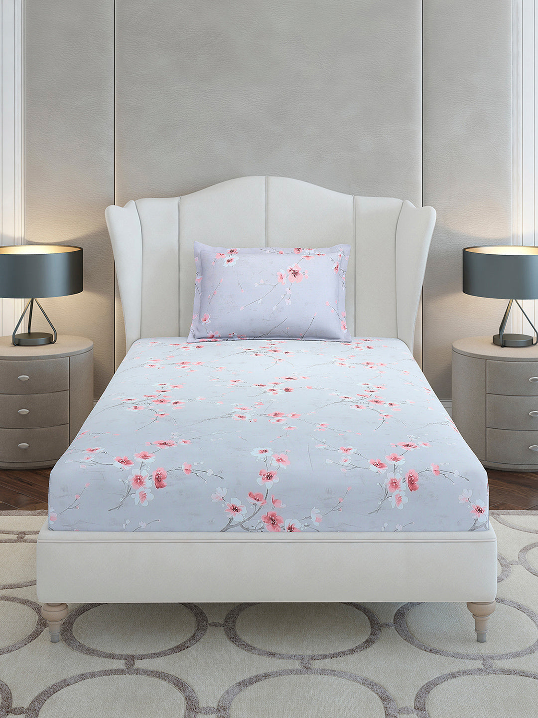 104 TC Cotton Single Bedsheet with 1 Pillow Cover (Elegance)