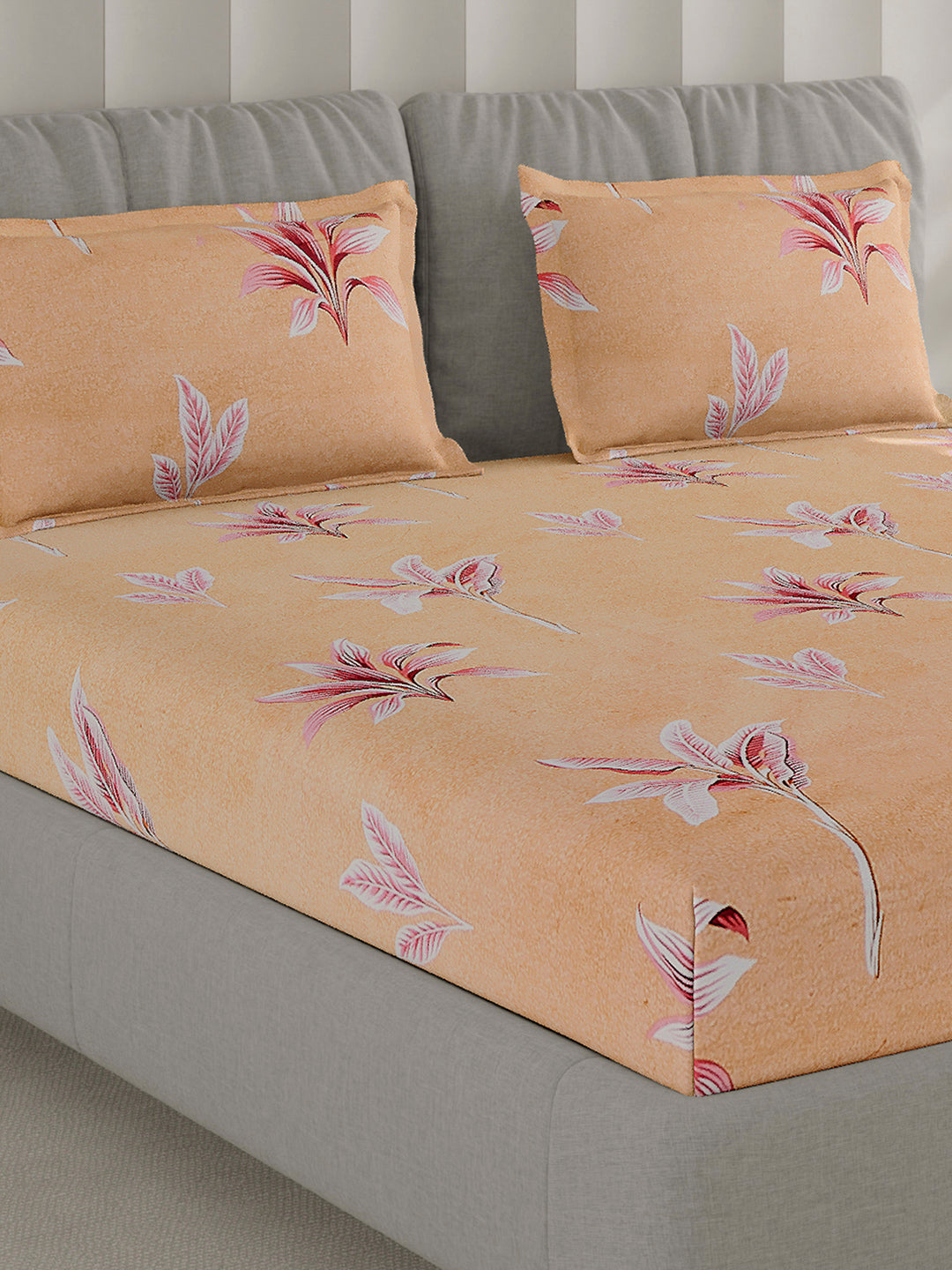 130 GSM Polyester Double Bed 1 Bedsheet with 2 Pillow Covers (Fashnik)