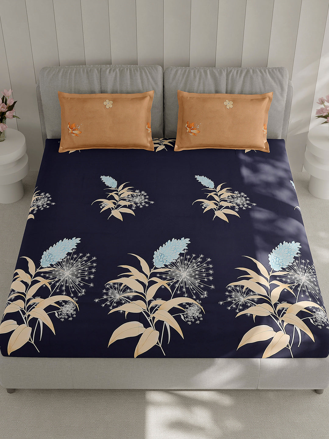 130 GSM Polyester Double Bed 1 Bedsheet with 2 Pillow Covers (Immortal)