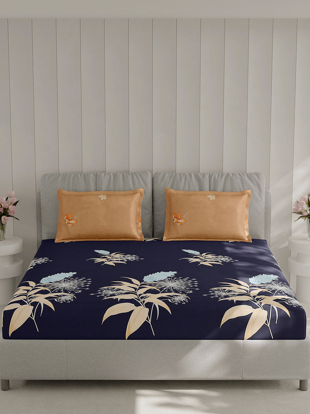 130 GSM Polyester Double Bed 1 Bedsheet with 2 Pillow Covers (Immortal)