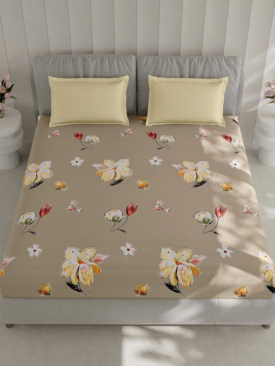 130 GSM Polyester Double Bed 1 Bedsheet with 2 Pillow Covers (Immortal)