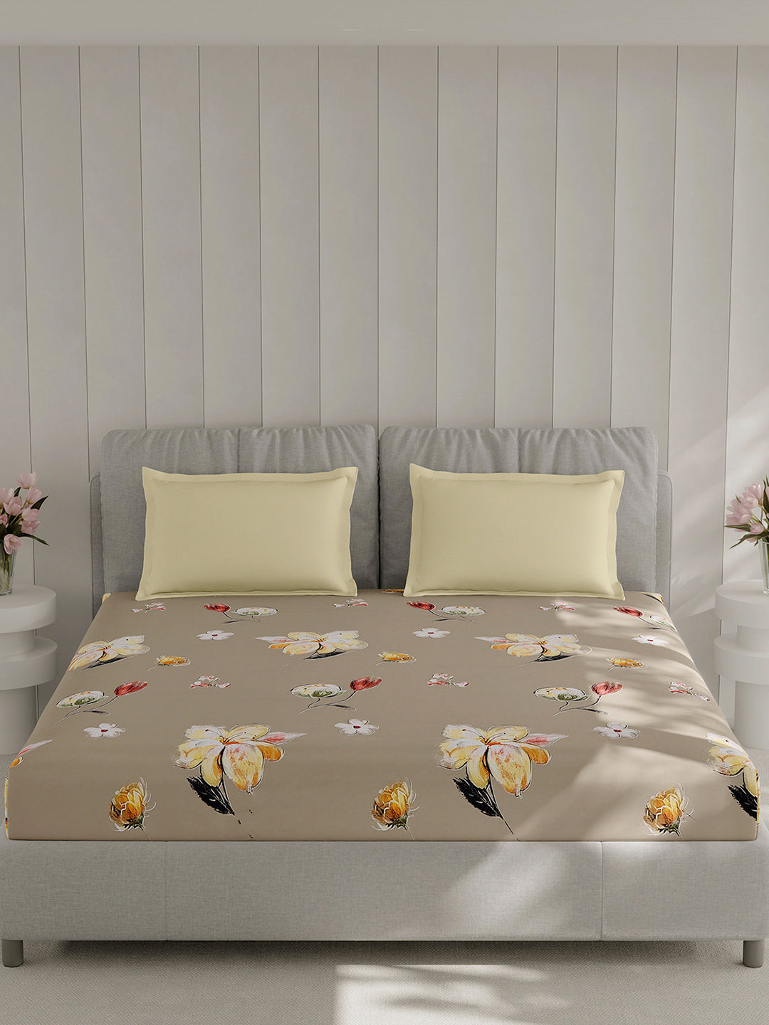 130 GSM Polyester Double Bed 1 Bedsheet with 2 Pillow Covers (Immortal)