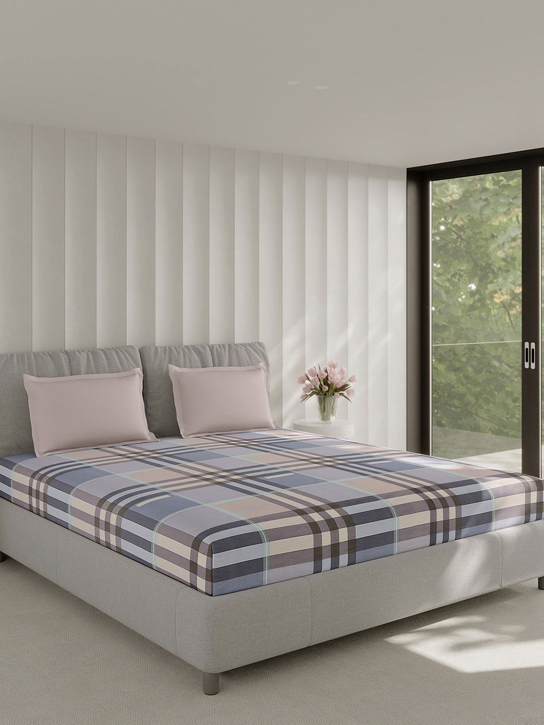 210 TC Cotton Double Bed 1 Bedsheet with 2 Pillow Covers (Ramona)