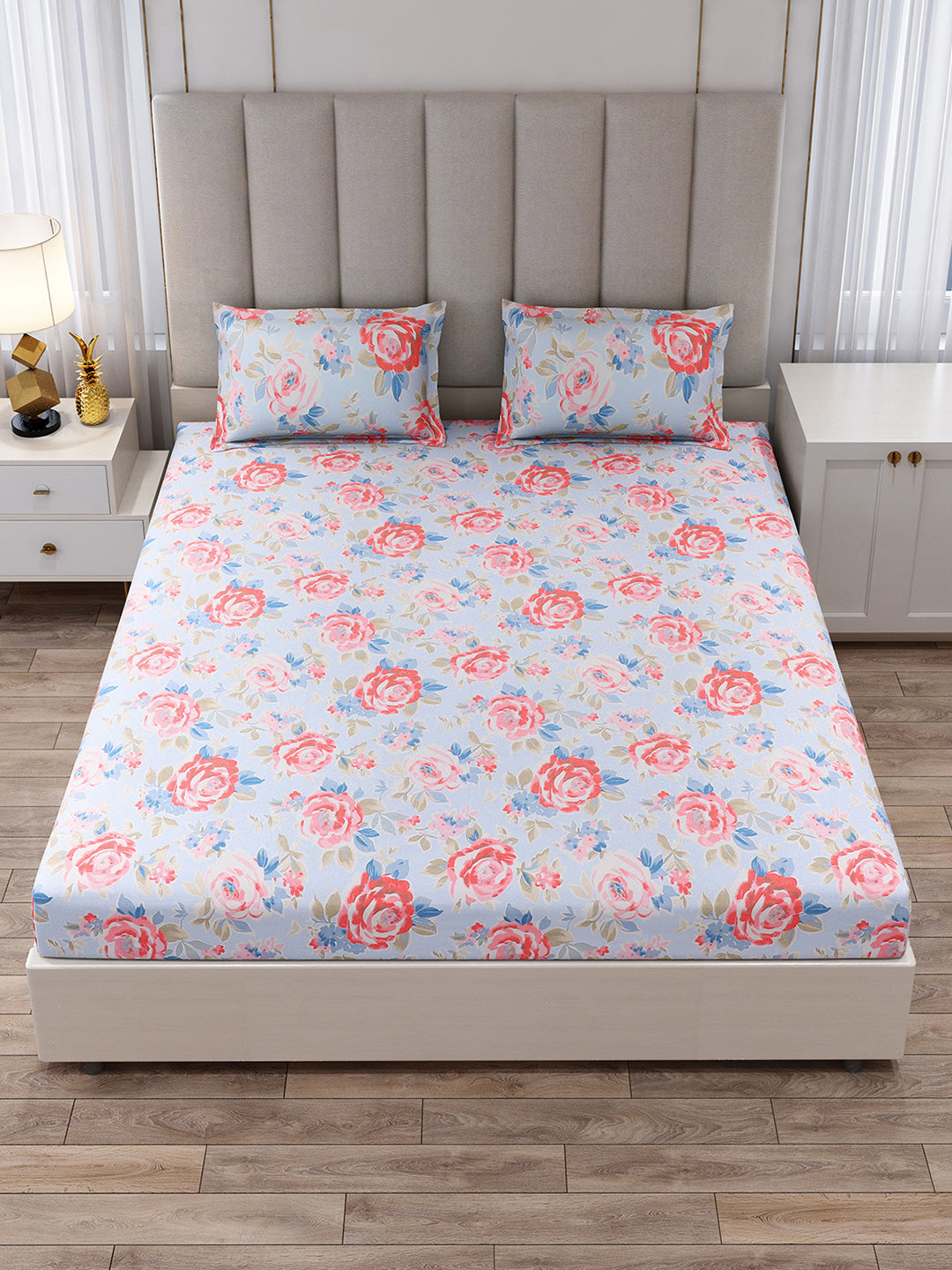 130 GSM Polyester King Size 1 Bedsheet with 2 Pillow Covers (Royal King)