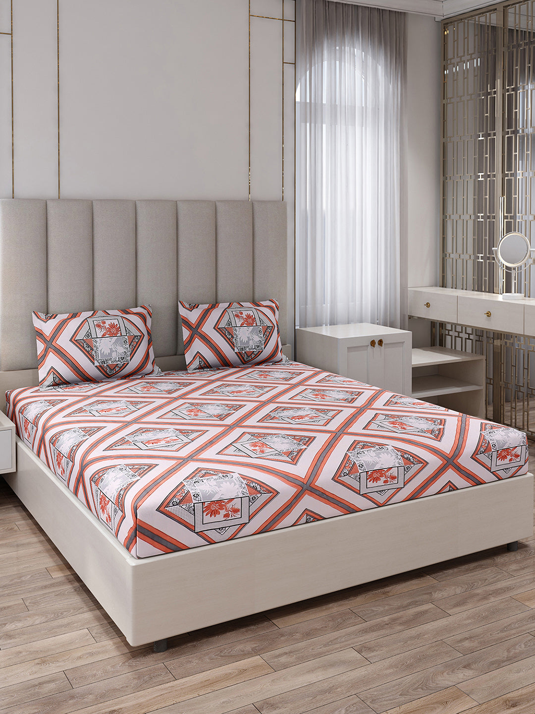 130 GSM Polyester King Size 1 Bedsheet with 2 Pillow Covers (Royal King)