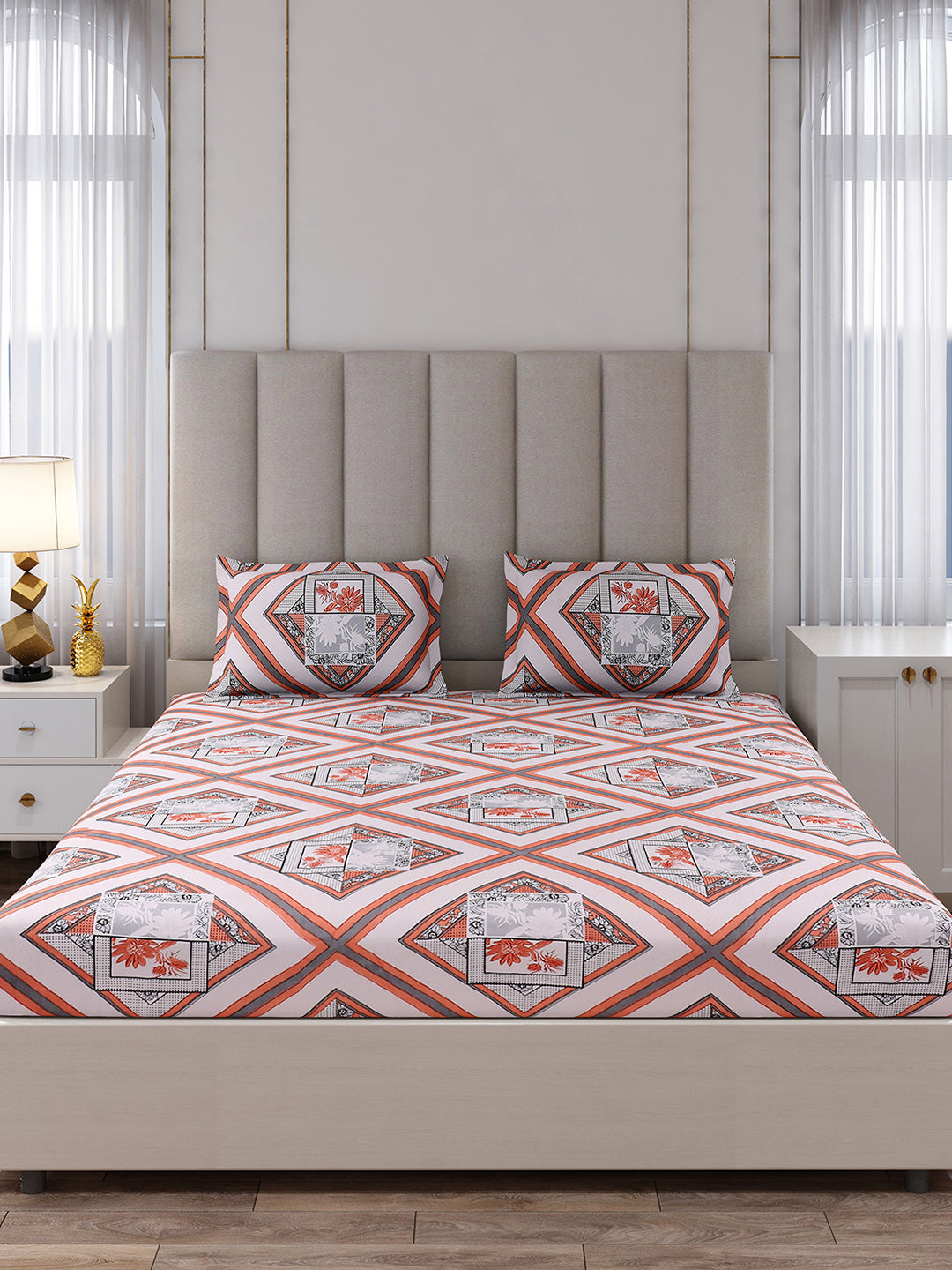 130 GSM Polyester King Size 1 Bedsheet with 2 Pillow Covers (Royal King)