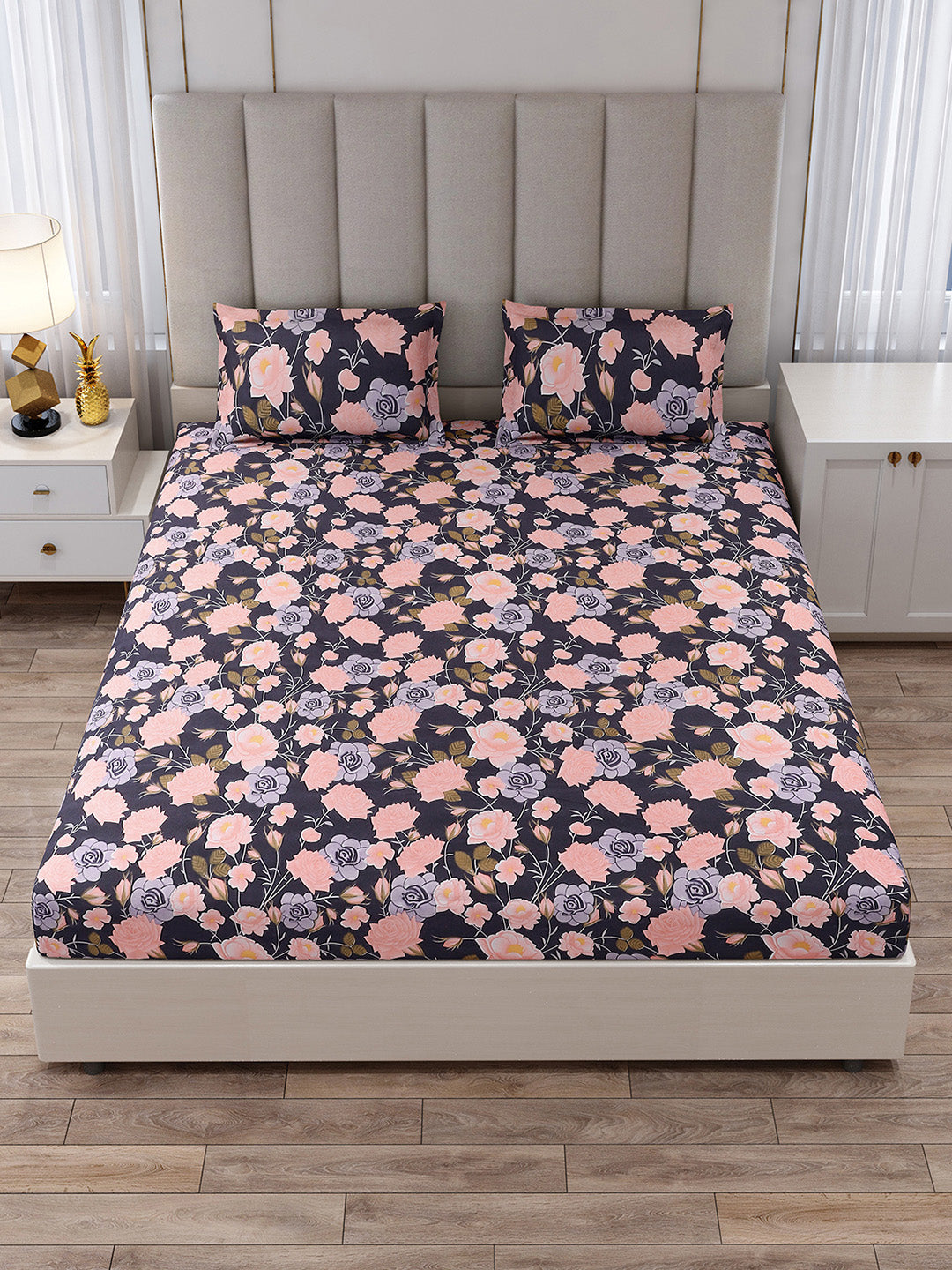 130 GSM Polyester King Size 1 Bedsheet with 2 Pillow Covers (Royal King)