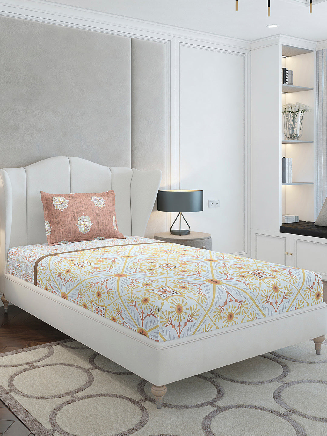 144 TC Cotton Single Bedsheet with 1 Pillow Cover (Solstice)