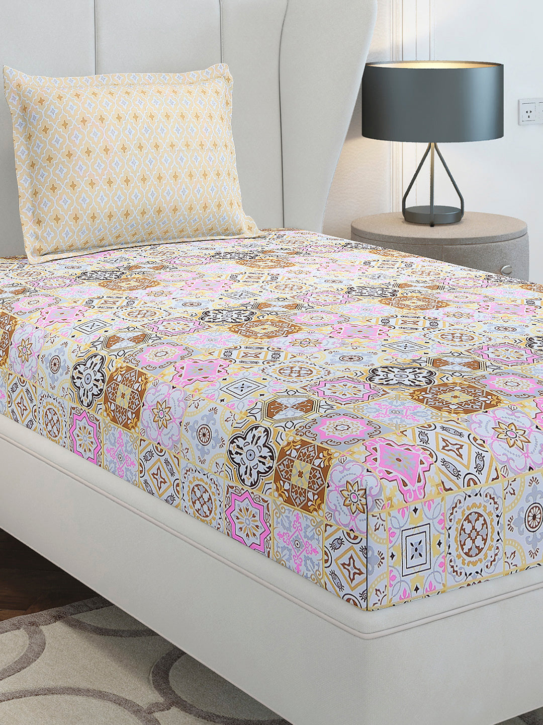 144 TC Cotton Single Bedsheet with 1 Pillow Cover (Solstice)