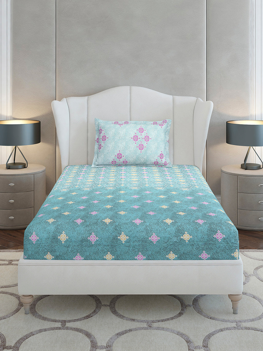 144 TC Cotton Single Bedsheet with 1 Pillow Cover (Solstice)