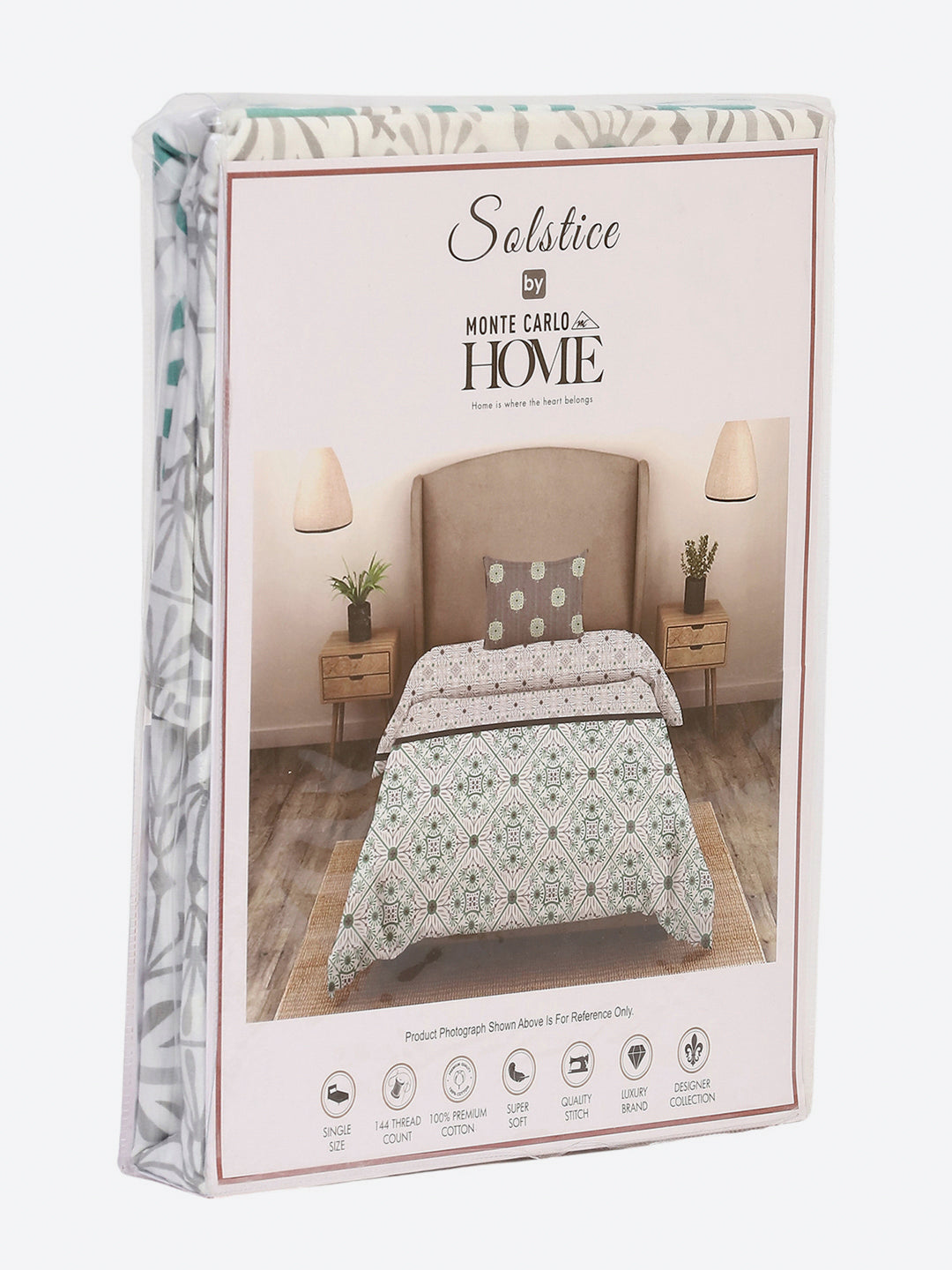 144 TC Cotton Single Bedsheet with 1 Pillow Cover (Solstice)