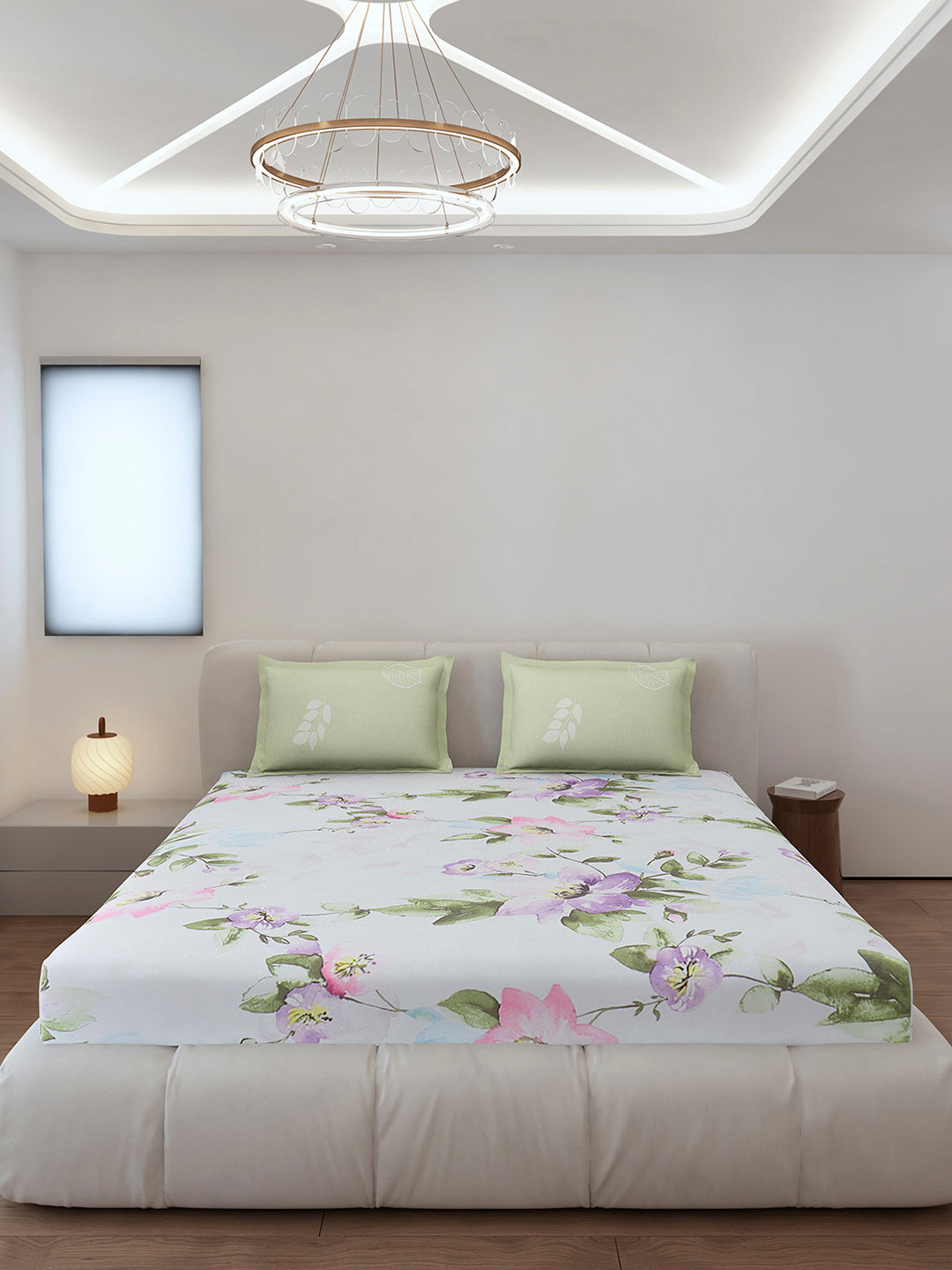 130 GSM Polyester King Size 1 Bedsheet with 2 Pillow Covers (Stanley)