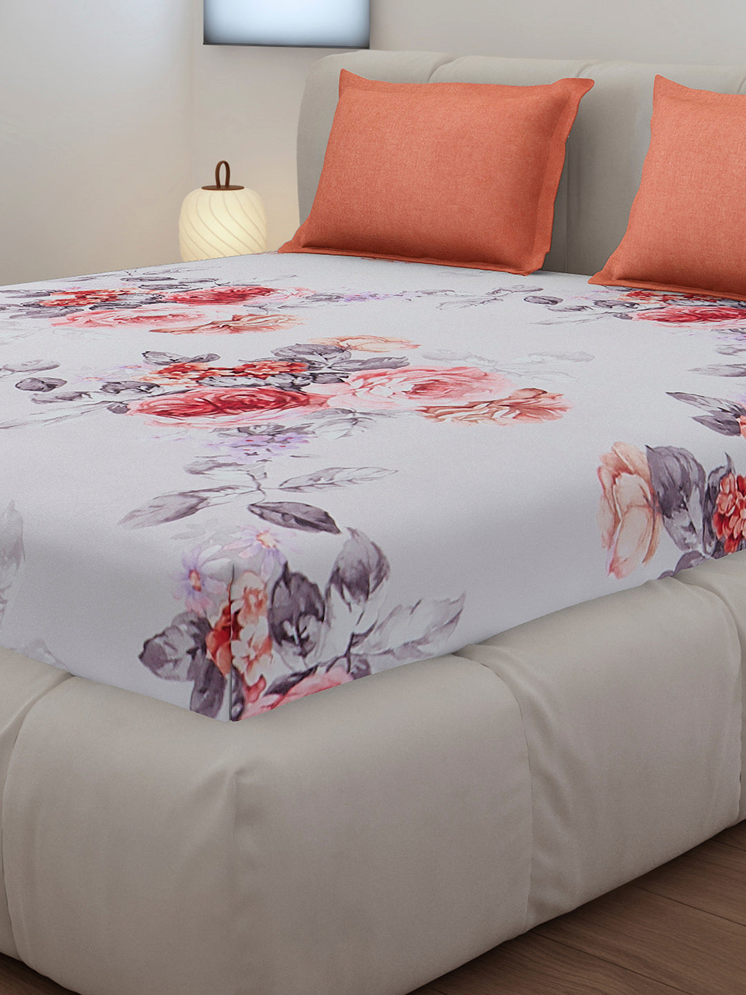 130 GSM Polyester King Size 1 Bedsheet with 2 Pillow Covers (Stanley)