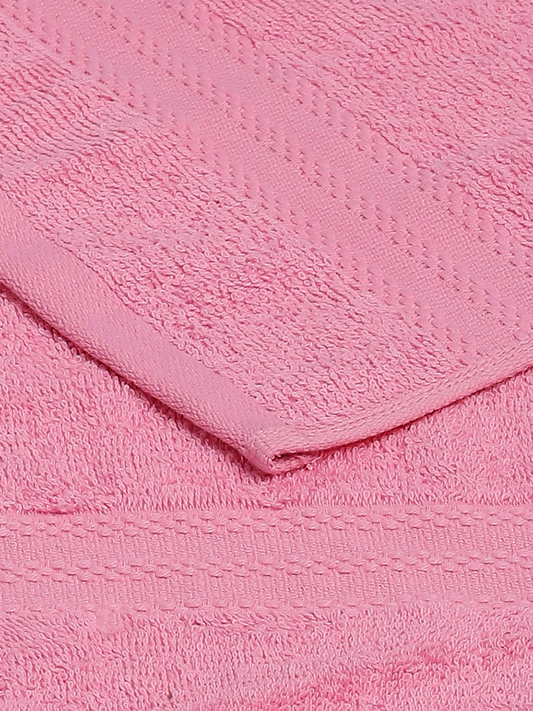 Light Pink Cotton Solid 380 GSM 2 Bath Towel & 2 Hand Towel