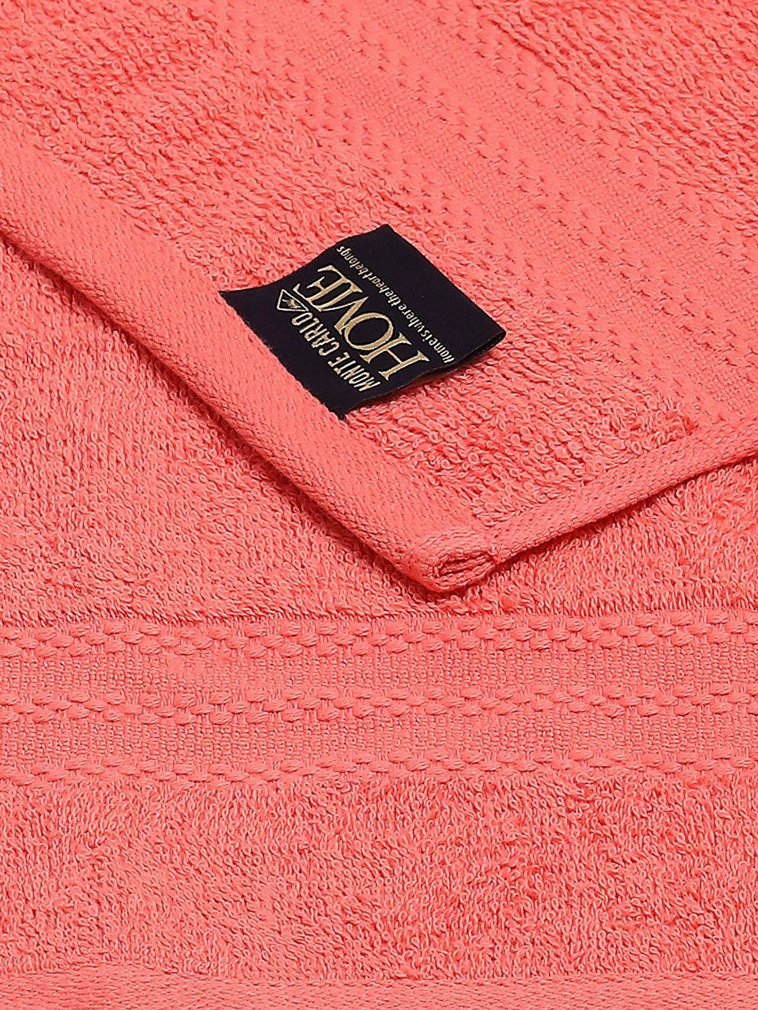 Orange Cotton Solid 380 GSM 2 Bath Towel & 2 Hand Towel