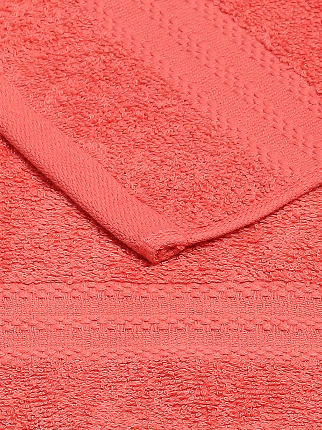 Orange Cotton Solid 380 GSM 2 Bath Towel & 2 Hand Towel