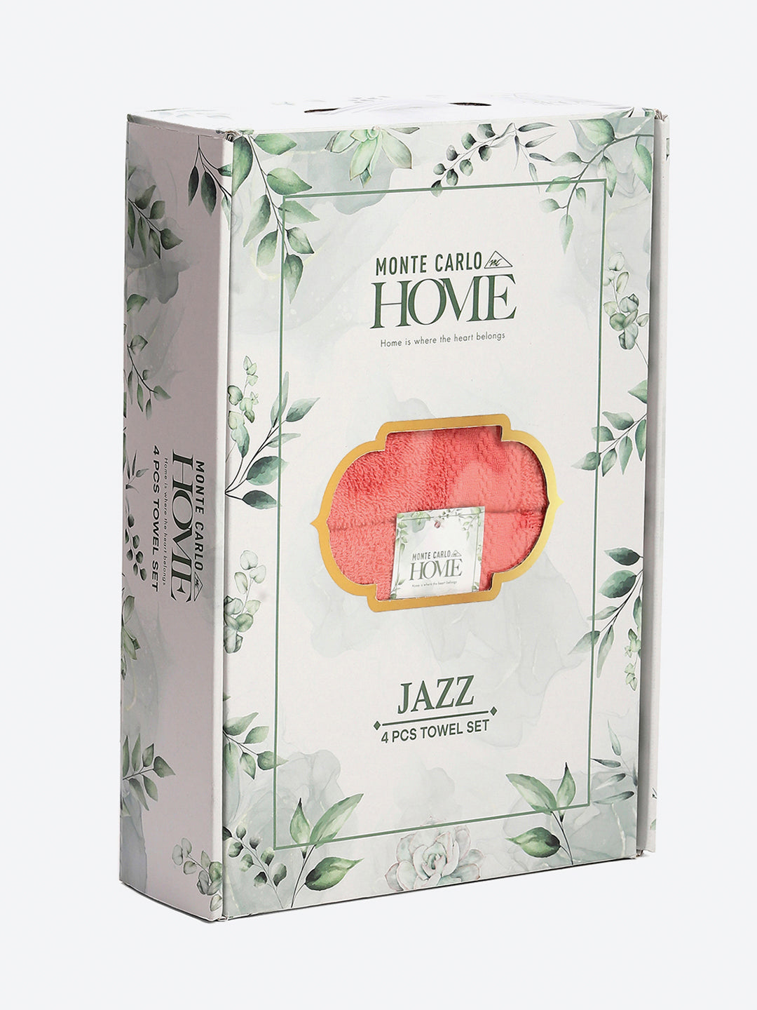 Orange Cotton Solid 380 GSM 2 Bath Towel & 2 Hand Towel