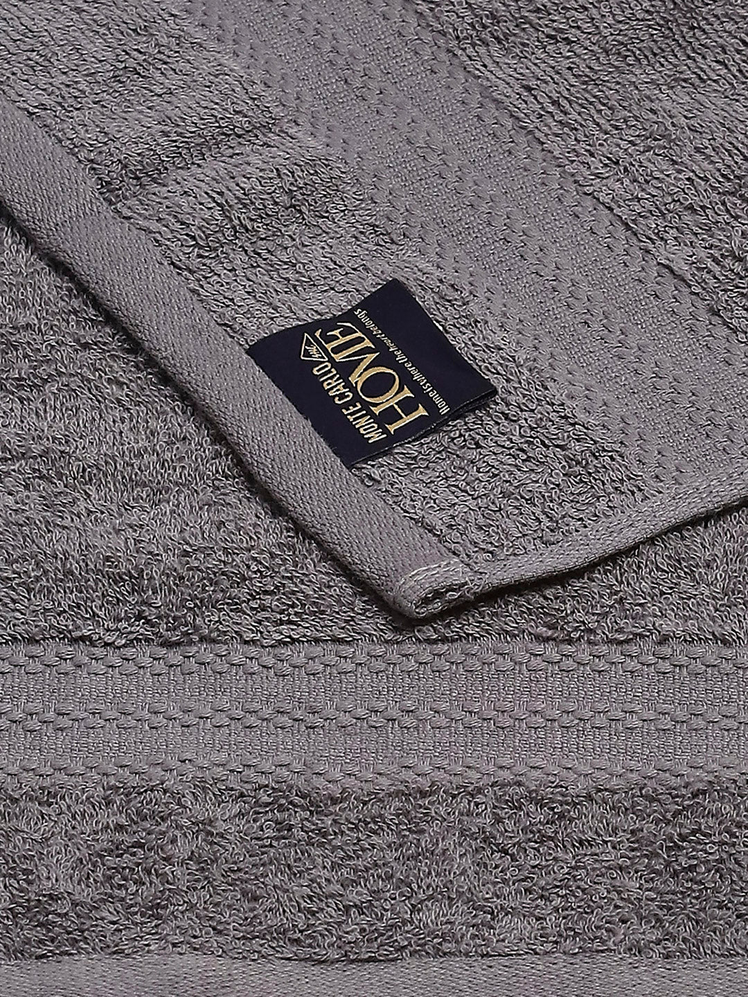 Dark Grey Cotton Solid 380 GSM 2 Bath Towel & 2 Hand Towel